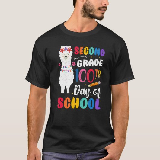 100th Day Of School No Prob Llama 100th Day Second Tシャツ (正面)