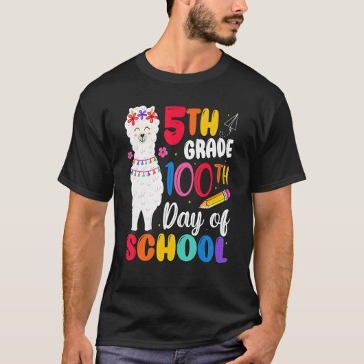 100th day of school No Prob Llama Happy 100th day  Tシャツ (正面)