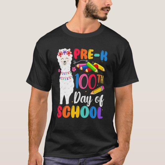 100th Day Of School No Prob Llama Happy 100th Day Tシャツ (正面)