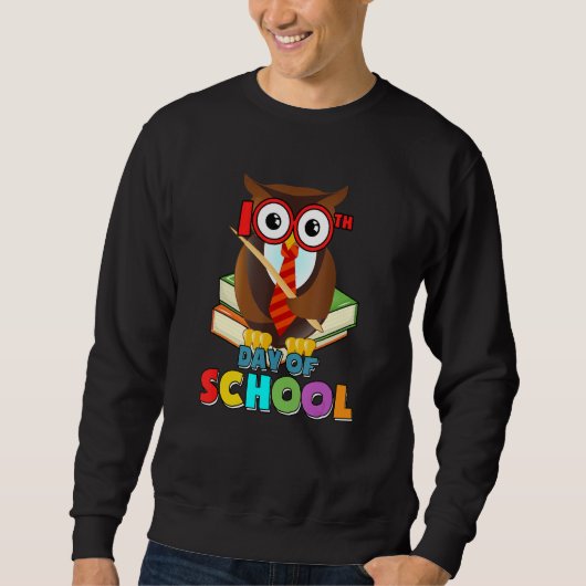 100th Day of School Owl Gift Teacher Student Kids  スウェットシャツ (正面)