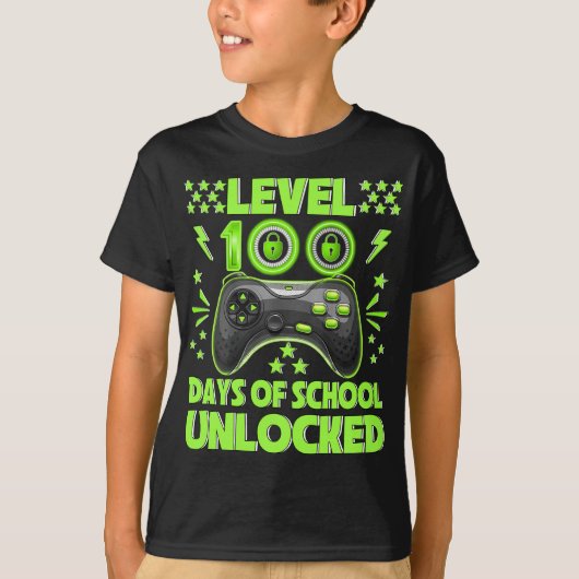 100th Day Of School Shirt 子供へ Video Games Boy Tシャツ (正面)