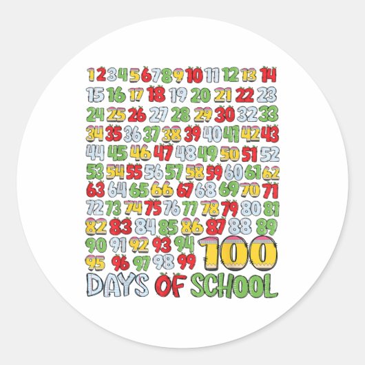 100th Day Of School Shirt 100日・オブ・スクール数学 ラウンドシール (正面)
