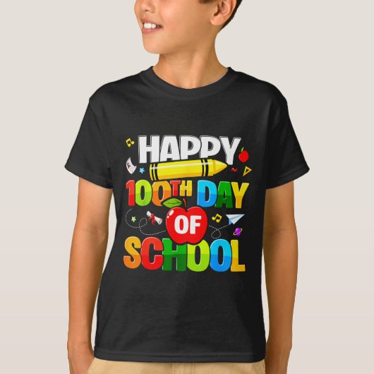 100th Day Of School Shirt For Teachers Kids Happy  Tシャツ (正面)