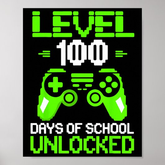 100th Day Of School Shirt Kids Video Games Boy Gam ポスター (正面)