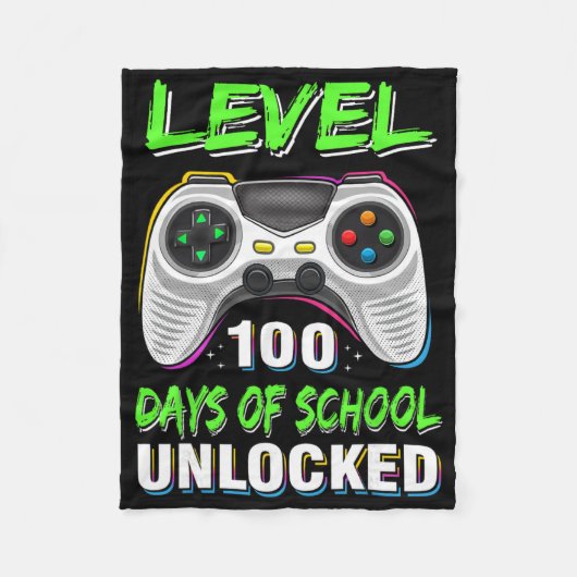 100th Day Of School Shirt Kids Video Games Boy Gif フリースブランケット (正面)