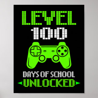100th Day Of School Shirt Kids Video Games Boy Gif ポスター