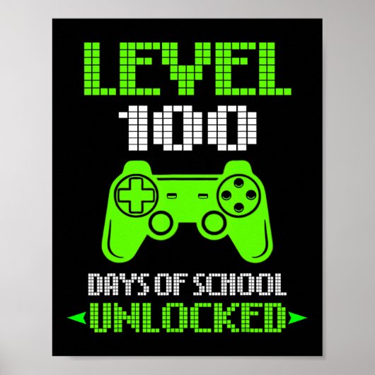 100th Day Of School Shirt Kids Video Games Boy Gif ポスター (正面)