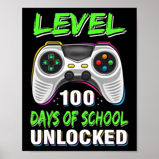 100th Day Of School Shirt Kids Video Games Boy Gif ポスター (正面)