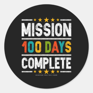 100th Day Of School Shirtsミッション100日コンプル ラウンドシール