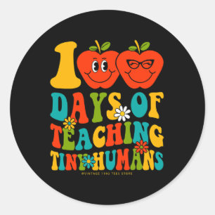 100th Day Of School Shirts生徒先生Tiny Hu ラウンドシール