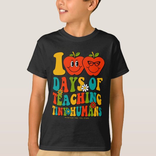 100th Day Of School Shirts生徒先生Tiny Hu Tシャツ (正面)