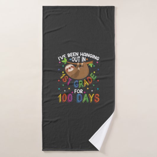 100th Day of School Sloth Design - 1st Grade 100 D バスタオル (バスタオル)