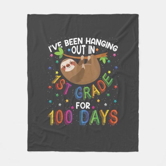 100th Day of School Sloth Design - 1st Grade 100 D フリースブランケット (正面)