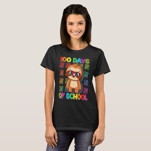 100th Day of School Sloth Happy 100 Days Smarter S Tシャツ (正面フル)