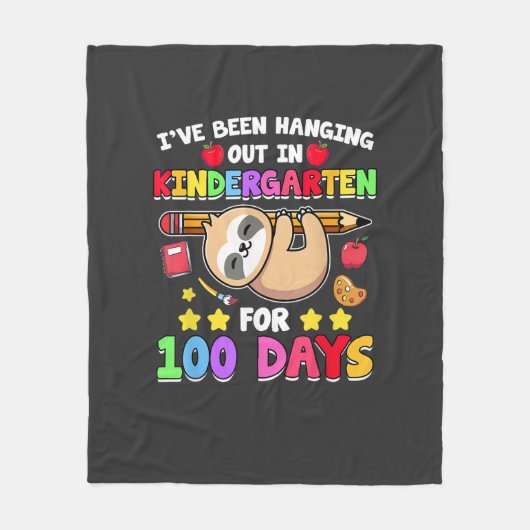 100th Day Of School Sloth Shirt Kindergarten 100 D フリースブランケット (正面)