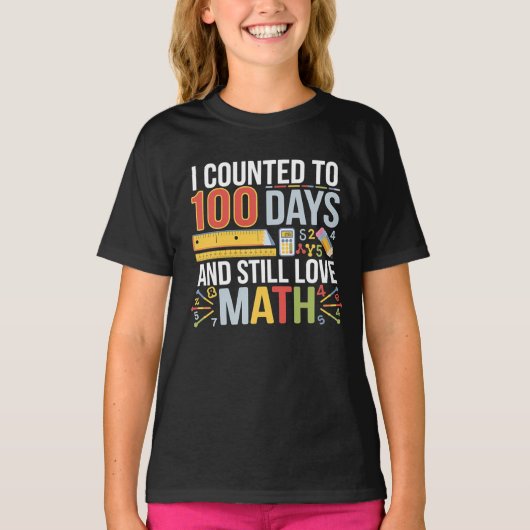 100th Day of School T-Shirt -おもしろい数学お祝い Tシャツ (正面)