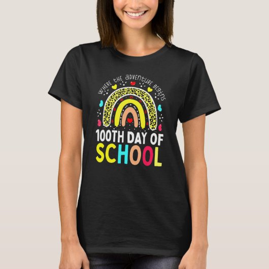 100th Day Of School Teacher 100 Days Smarter Leopa Tシャツ (正面)