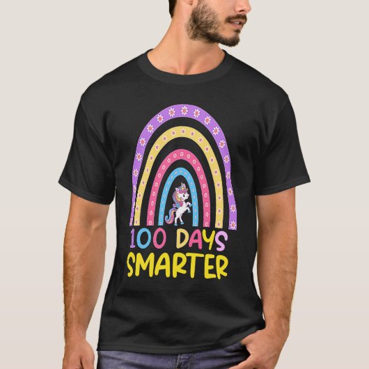 100th Day of School Teacher 100 Days Smarter Rainb Tシャツ (正面)