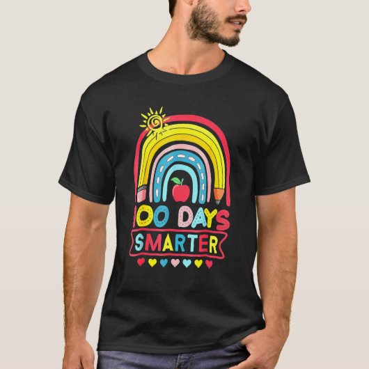 100th Day Of School Teacher 100 Days Smarter Rainb Tシャツ (正面)