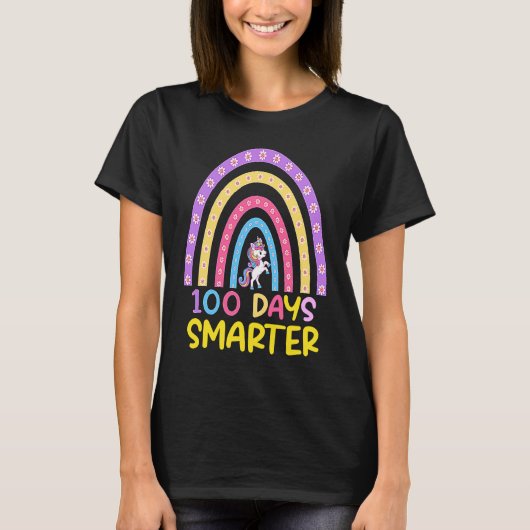 100th Day of School Teacher 100 Days Smarter Rainb Tシャツ (正面)