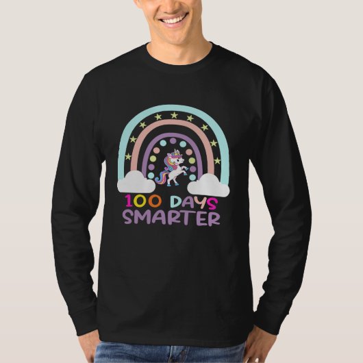 100th Day of School Teacher 100 Days Smarter Rainb Tシャツ (正面)