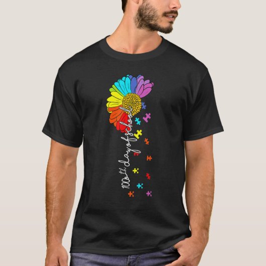 100th day of school teacher autism Awareness Valen Tシャツ (正面)