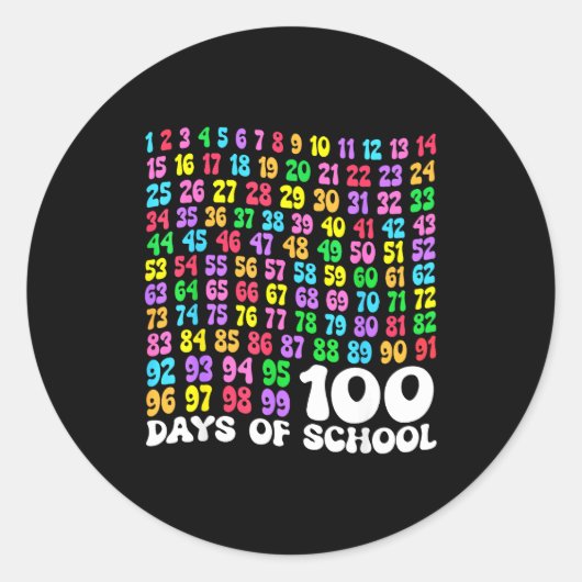 100th Day Of School Teacher Kids 100 Days Math Num ラウンドシール (正面)