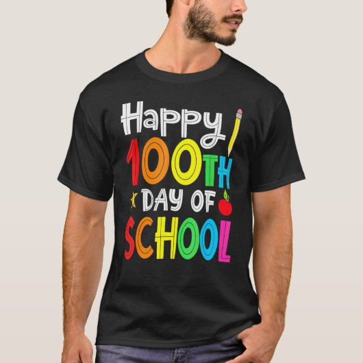 100th Day of School Teachers Kids Child Happy 100  Tシャツ (正面)