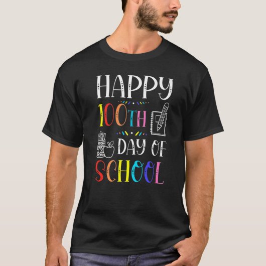 100th Day of School Teachers Kids Child Happy 100  Tシャツ (正面)