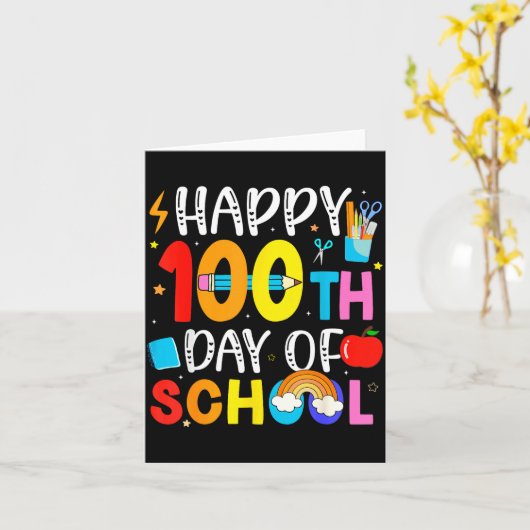 100th Day Of School Teachers Students 100 Days Of  カード (黄色い花)