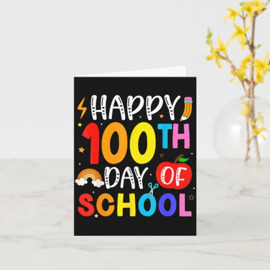 100th Day Of School Teachers Students 100 Days Of  カード (黄色い花)