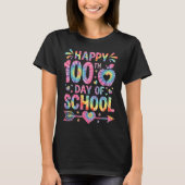 100th Day of School Tie Dye Rainbow Happy 100 Days Tシャツ (正面)