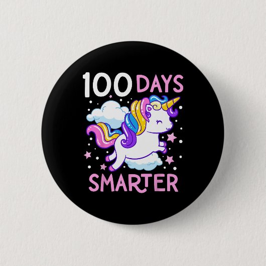 100th Day of School Unicorn 100日頭が切れる Kinde 缶バッジ (正面)