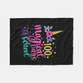 100th Day Of School Unicorn 100魔法の日教え フリースブランケット (正面(横))