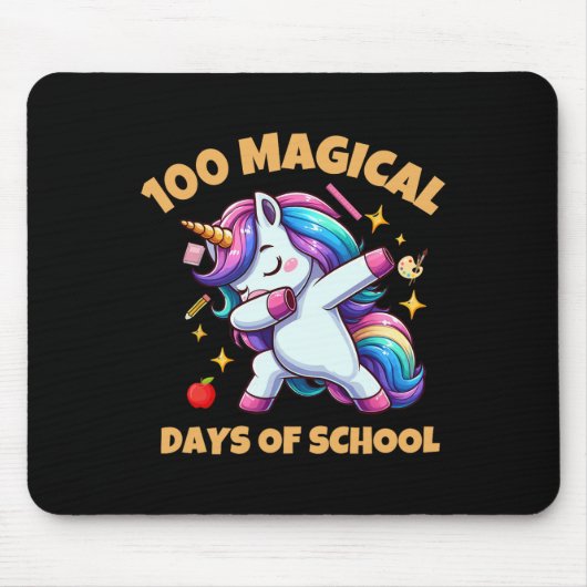 100th Day Of School Unicorn 100魔法の日教え マウスパッド (正面)