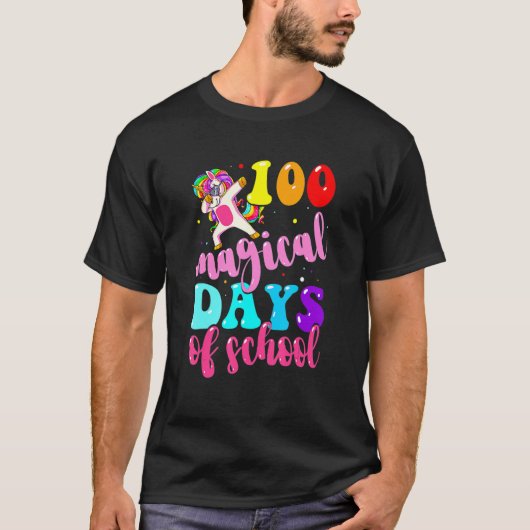 100th Day Of School Unicorn 100魔法の日教え Tシャツ (正面)