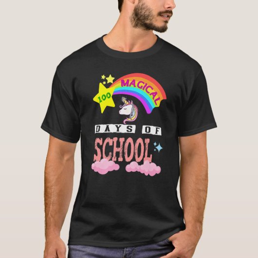 100th Day of School Unicorn 100 Magical Days Teach Tシャツ (正面)