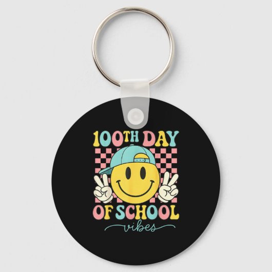 100th Day Of School Vibes 100 Days Teacher Boy Gir キーホルダー (正面)