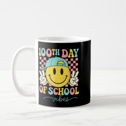 100th Day Of School Vibes 100 Days Teacher Boy Gir コーヒーマグカップ (左)