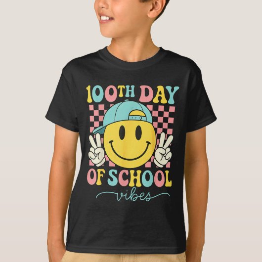 100th Day Of School Vibes 100 Days Teacher Boy Gir Tシャツ (正面)