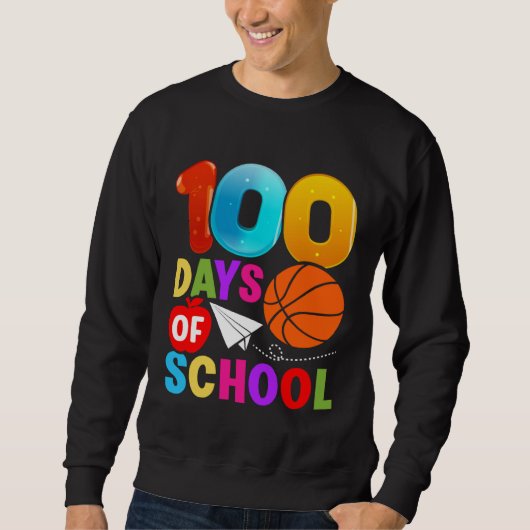 100th Day Student Boys Girls Basketball 100 Days O スウェットシャツ (正面)