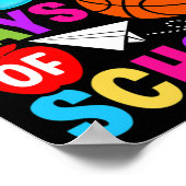 100th Day Student Boys Girls Bysketbyll 100 Days O ポスター (角)