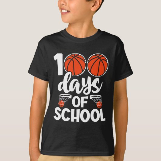 100th Days Of School Bysketbyll Kids Boys Novelty  Tシャツ (正面)