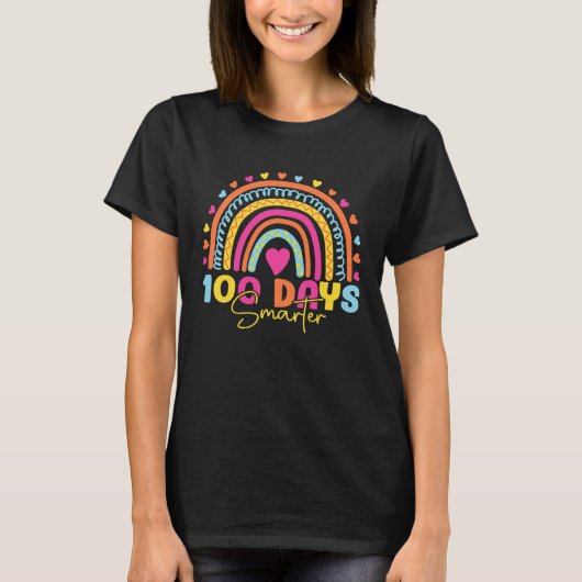 100th Days Of School Teacher 100 Days Smarter Cute Tシャツ (正面)