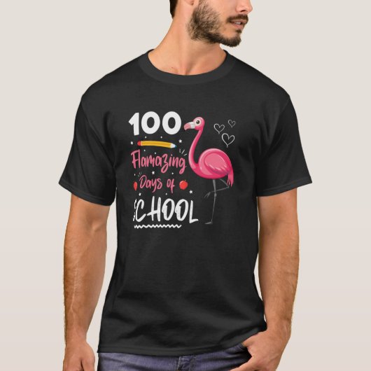 100th Flamazing days of school Animal Flamingo Kid Tシャツ (正面)