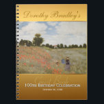 100th Monetの来客名簿との誕生祝い ノートブック<br><div class="desc">Monet著ケシ。 カスタマイズ可能な100th誕生日の来客名簿。 カスタマイズボタンをクリックによって容易にテキストカラー、フォント、サイズおよび位置を変えることができます。</div>