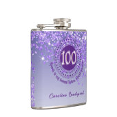 100th & Purple Glitter & Drinking Quote フラスク (右)