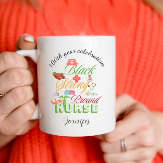100th year celebration black history nurse  コーヒーマグカップ