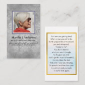 100xシルバーエレガントダマスク写真祈りの言葉記念碑 名刺 (正面/裏面)