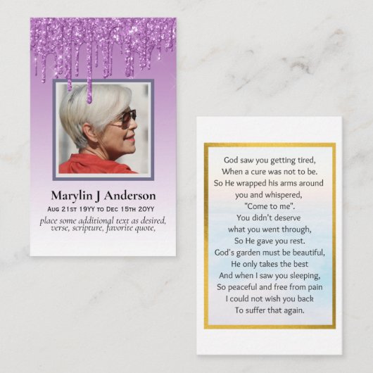 100xバジェットピンクフローラ写真記念祈りの言葉武井 名刺 (正面/裏面)